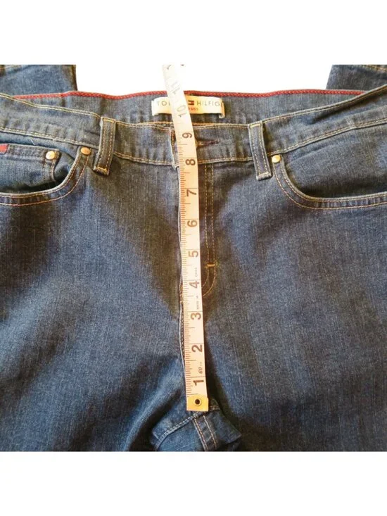 Tommy Hilfiger Bootcut Jeans 2002 Dark Wash Stretch Size 8 Hipster Fit - Picture 10 of 11